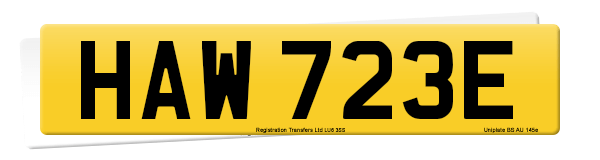 Registration number HAW 723E